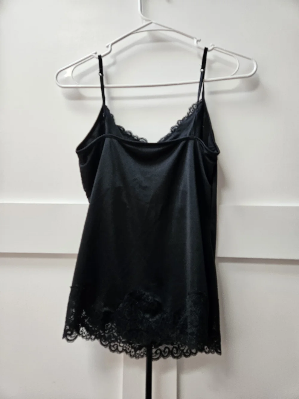 Limited Black Lace Trim Satin Camisole - Women Intimates Small